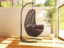 Tmavě hnědé závěsné křeslo NIRAN