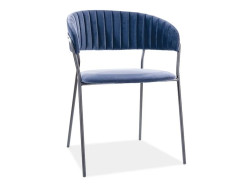 Tmavě modrá jídelní židle LIRA B VELVET s černými nohami