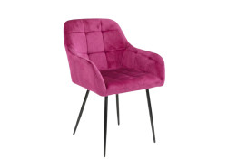 Tmavě růžové jídelní křeslo LOREN VELVET s černými nohami