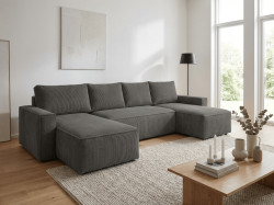 Tmavě šedá sedací souprava do U SMART COSARO 295x140 cm