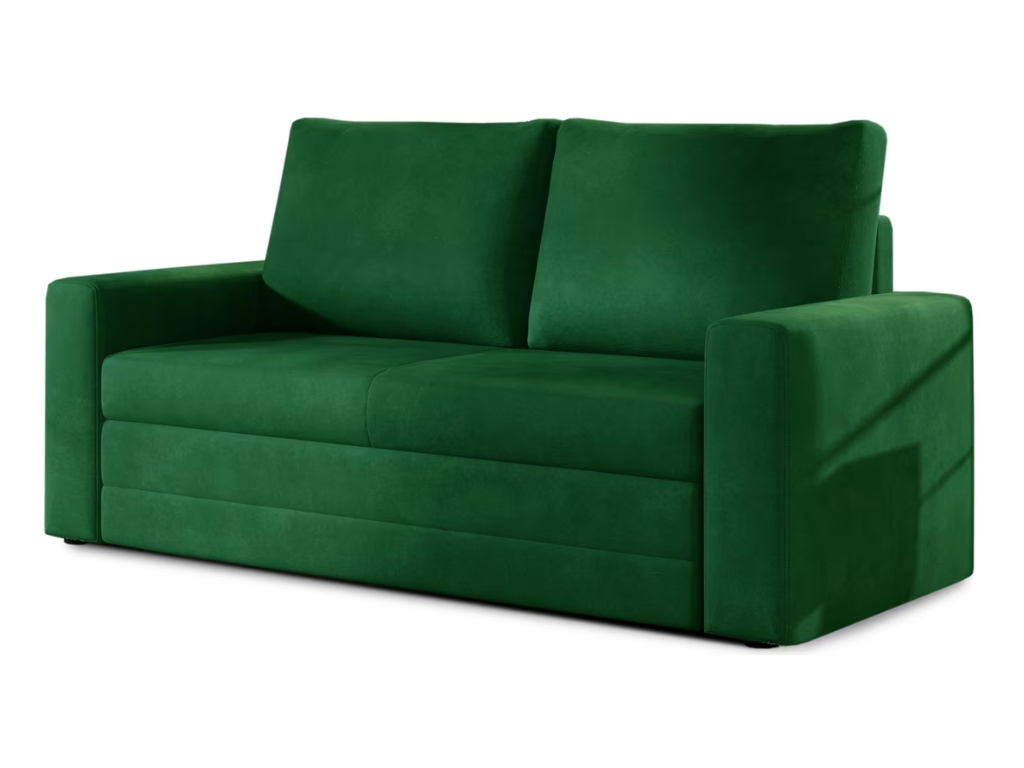 Tmavě zelená 2místná pohovka WAVE, rozkládací