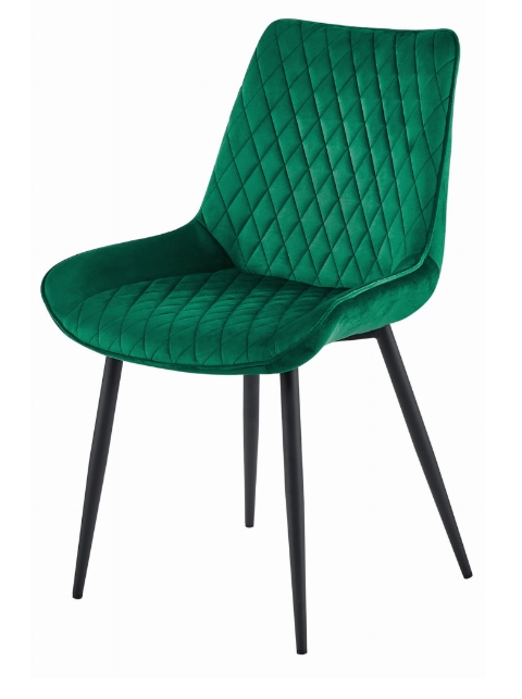 Tmavě zelená sametová židle VERDO s černými nohami