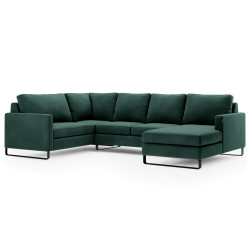 Tmavě zelená sedací souprava do U CORNI, uzavřená