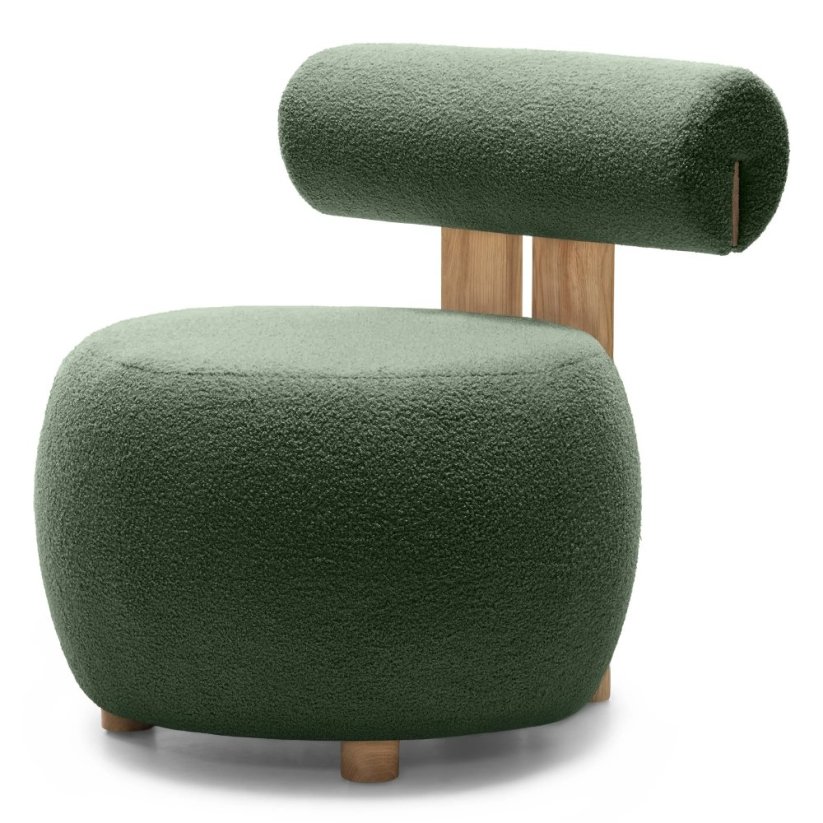 Tmavě zelené designové křeslo HANNA, dub