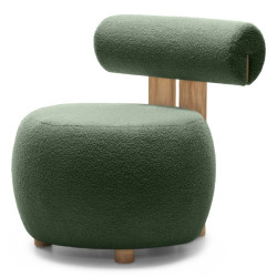 Tmavě zelené designové křeslo HANNA, dub