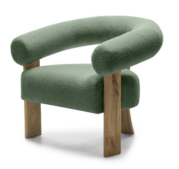 Tmavě zelené designové křeslo KOKEI, dub