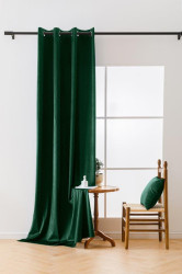 Tmavě zelený zatemňovací závěs VELVET 140x250 cm Zavěšení: Kovové kroužky