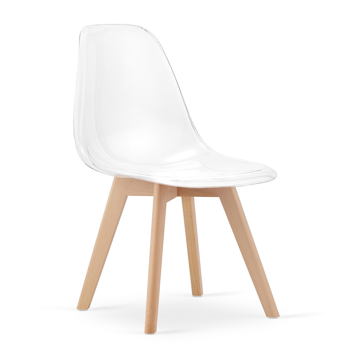 Transparentní židle KITO s bukovými nohami