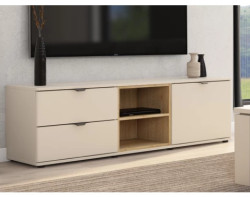 TV skříňka se zásuvkami Avola, 140 cm, béžová kašmír/dub cremona