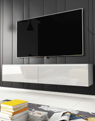 TV stolek 140 cm závěsný nebo stojící bílý lesk Lowboard D