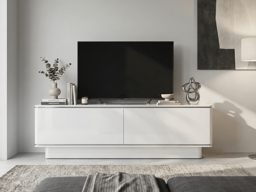 TV stolek ALVIN 135 cm, bílá/stříbrná