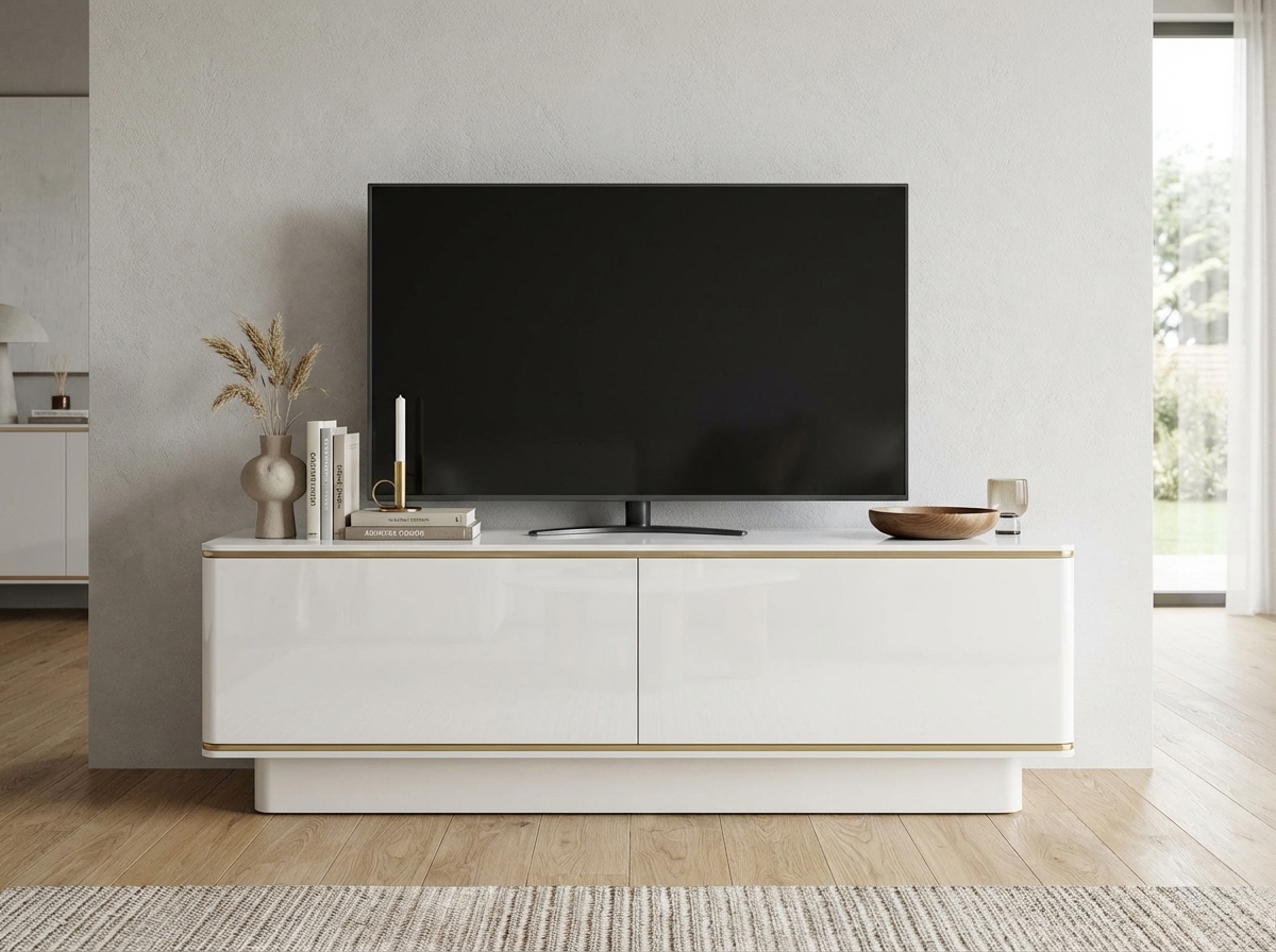 TV stolek ALVIN 135 cm, bílá/zlatá