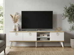TV stolek CAROL 160 cm, bílá/zlatá
