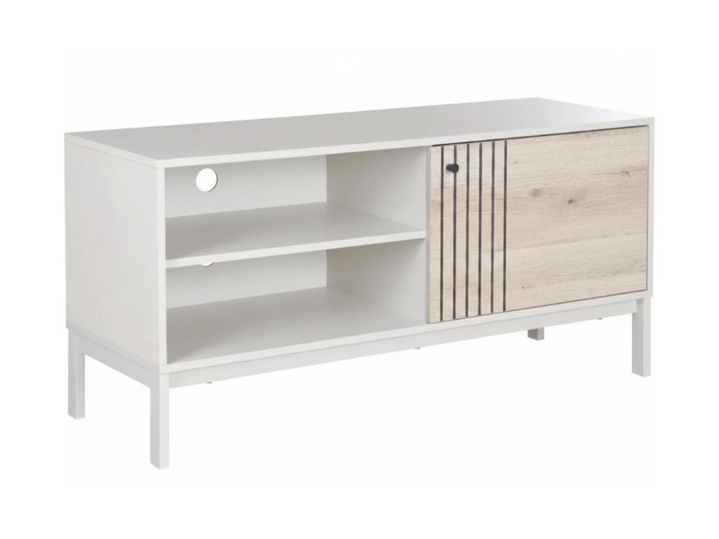 TV stolek FROST 120x40 cm bílý, dekor dub alpský