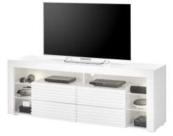 TV stolek Goal, bílý/lamely, s osvětlením