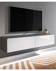 TV stolek LED 140 cm závěsný nebo stojící matera/bílý lesk Lowboard D