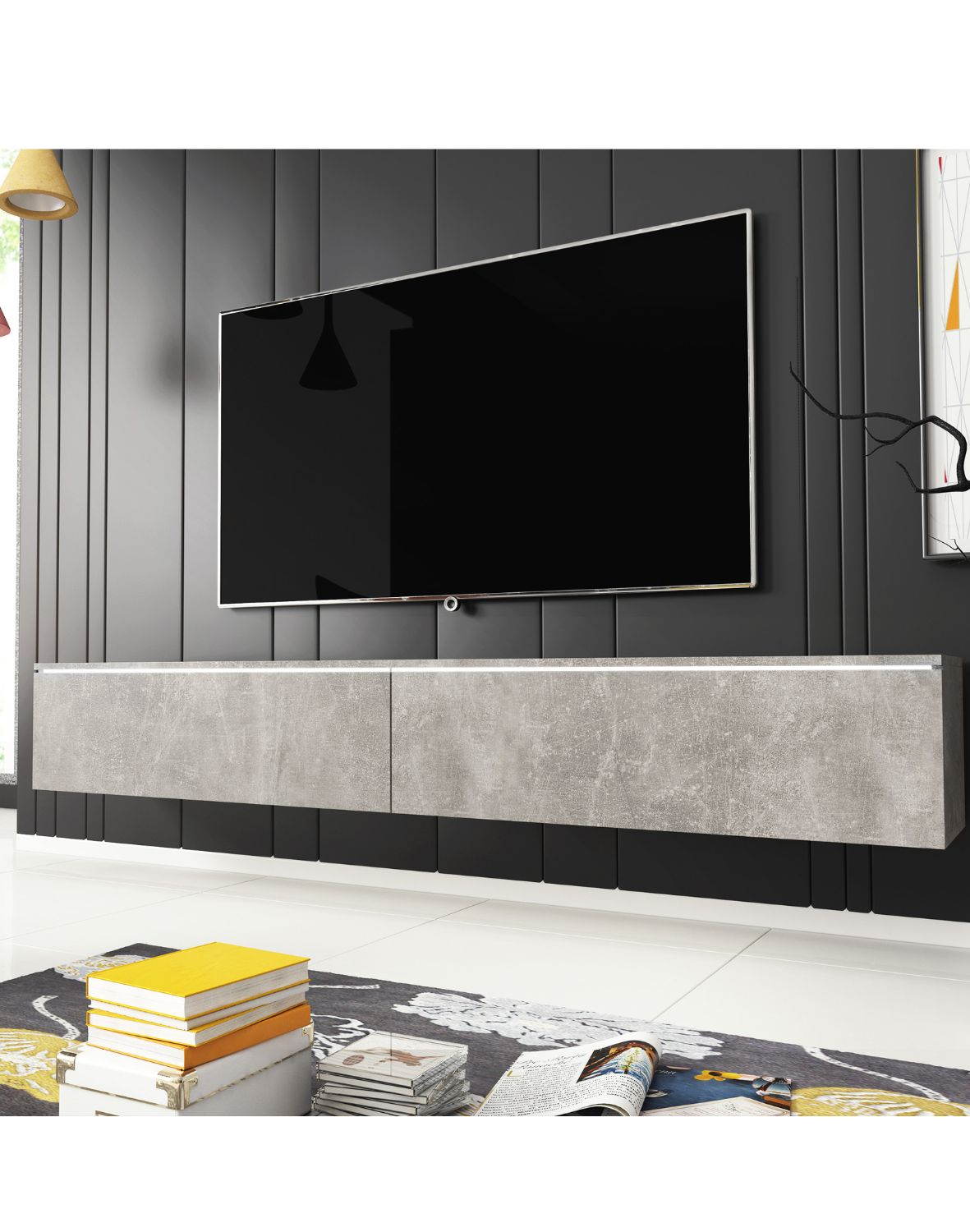 TV stolek LED beton Lowboard D180