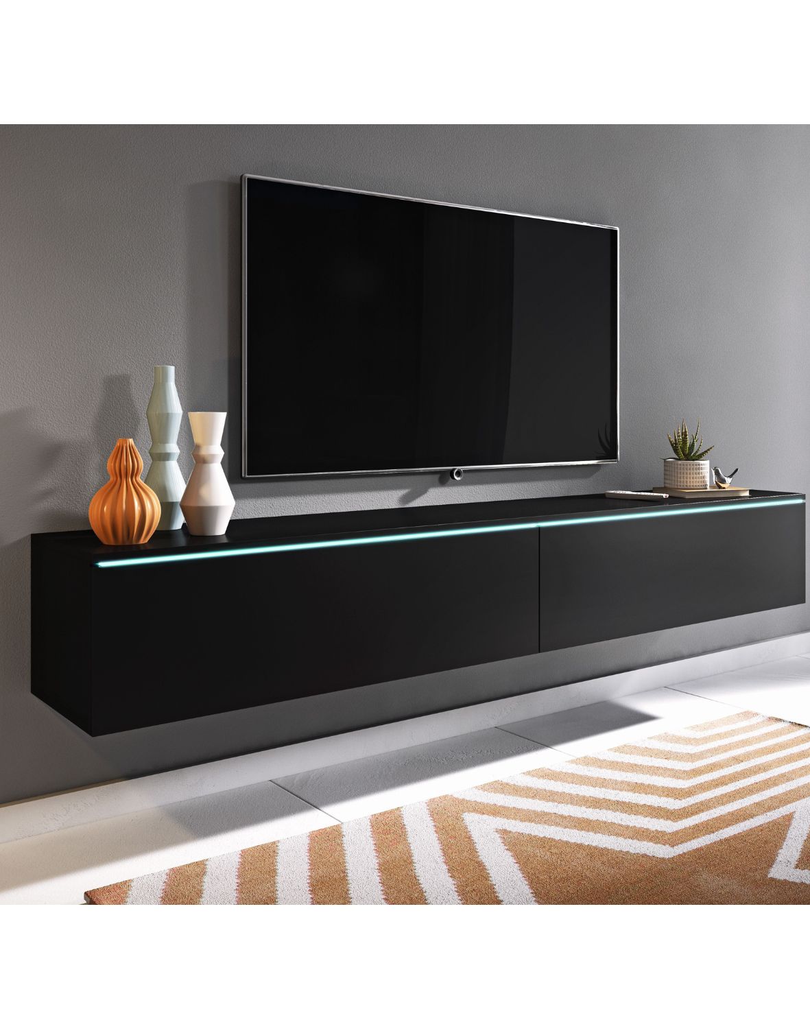 TV stolek LED černý grafit Lowboard D180