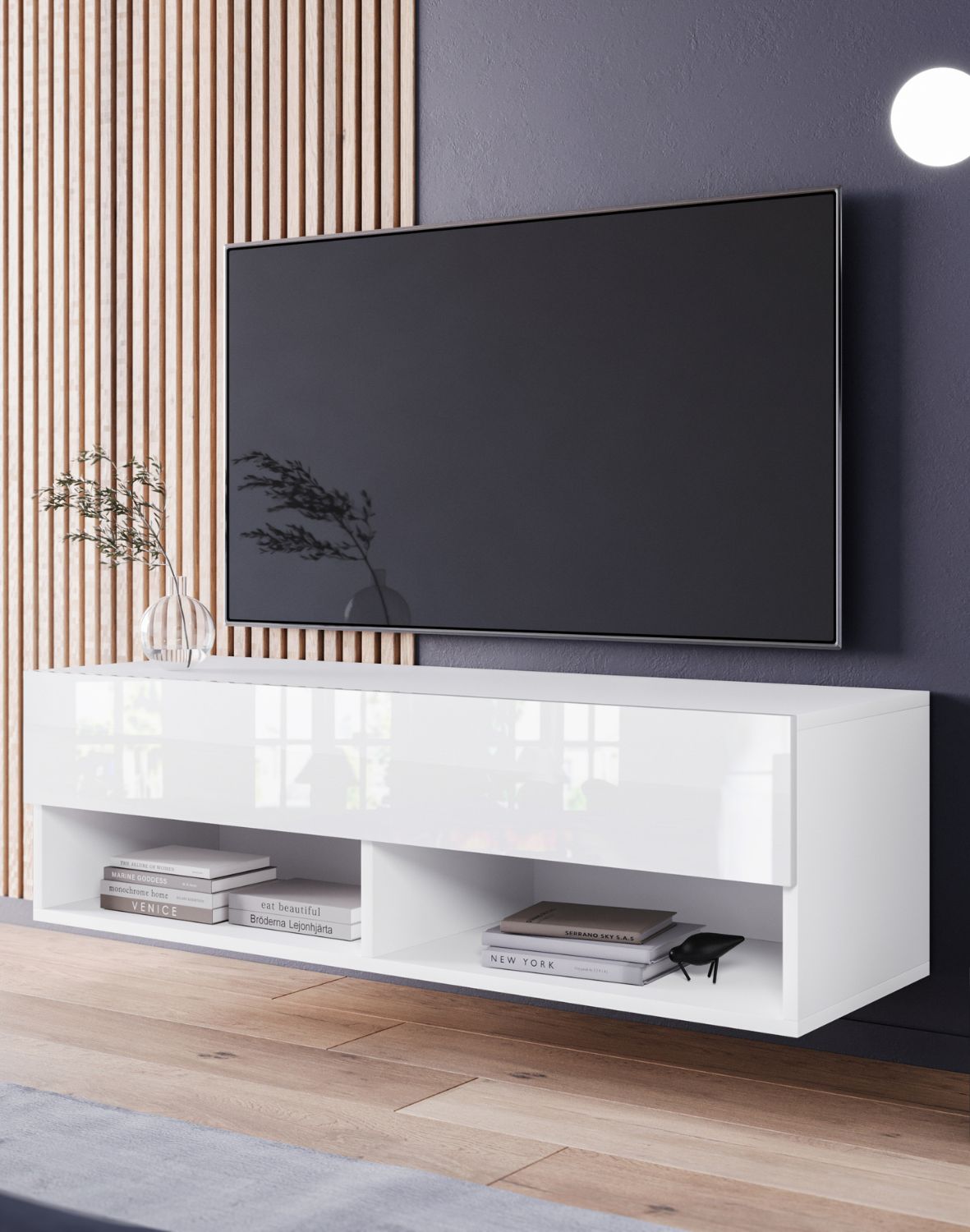 TV stolek Lowboard A, bílý lesk