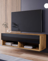 TV stolek Lowboard A, dub wotan / černý lesk