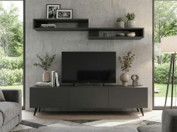 TV stolek MIYA 150 cm s nástěnnou policí, antracitový
