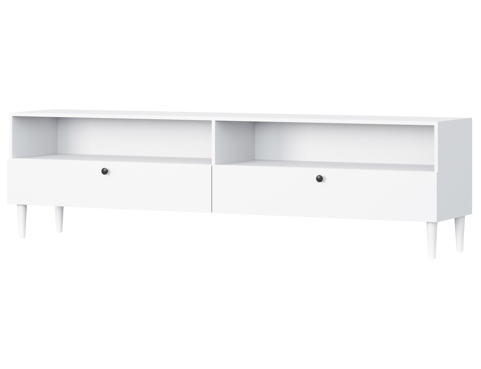 TV stolek s policí a skříňkami DULLUM 200x58cm, bílý
