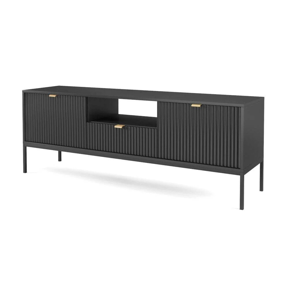 TV stolek se skříňkami a zásuvkou LORET 154x39 cm, černý