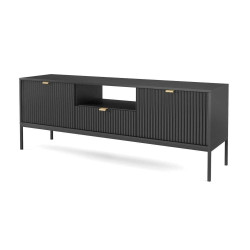 TV stolek se skříňkami a zásuvkou LORET 154x39 cm, černý