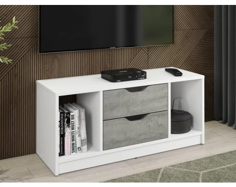 TV stolek Sten 100 cm, bílý/šedý beton