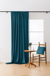 Tyrkysový zatemňovací závěs VELVET 135x250 cm Zavěšení: Kovové kroužky