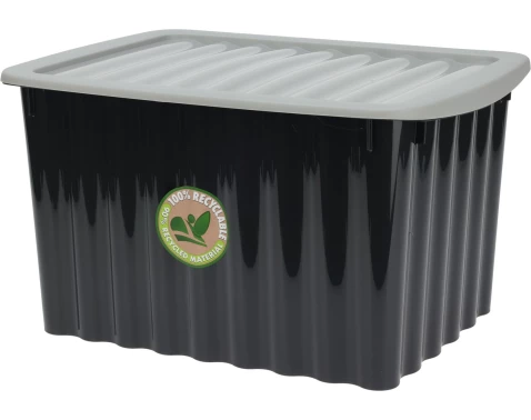 Úložný box s víkem 30x16 cm, černý, recyklovaný plast