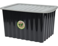 Úložný box s víkem 30x16 cm, černý, recyklovaný plast
