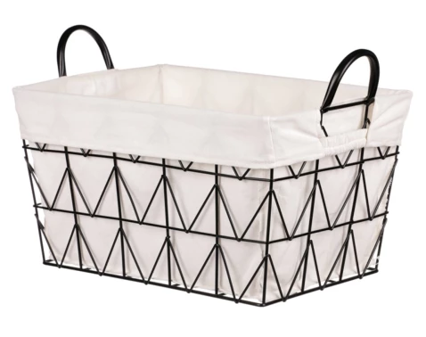 Úložný košík 45x26 cm, kov/látka