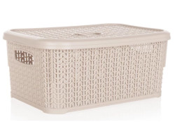 Úložný košík 6 l, krémový, ratanový vzhled