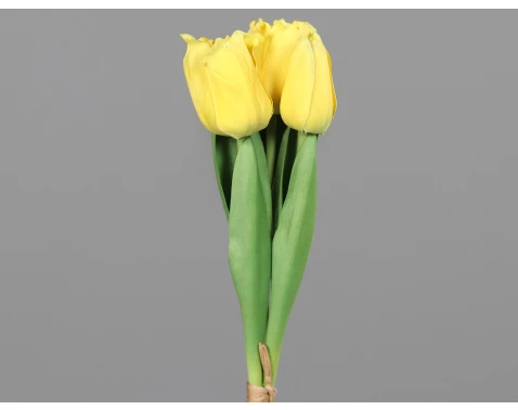Umělá květina Svazek tulipánů 30 cm, žlutá