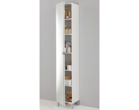 Úzká skříňka se zrcadlem a policemi Tarragona, bílá