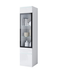 Úzká vitrína LED sloupek Vera bílý lesk (VRB00002+LED)