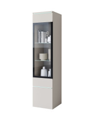 Úzká vitrína LED sloupek Vera kašmír (VRBK002+LED)