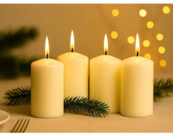 Válcové svíčky (4 ks) bílá, 10 cm