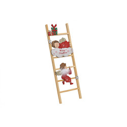 Vánoční dřevěná dekorace ANDĚL NA ŽEBŘÍKU 45 cm