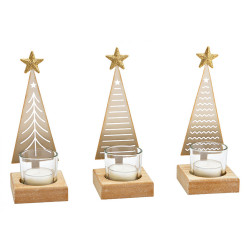 Vánoční kovový svícen CHRISTMAS TREE 18 cm zlatý
