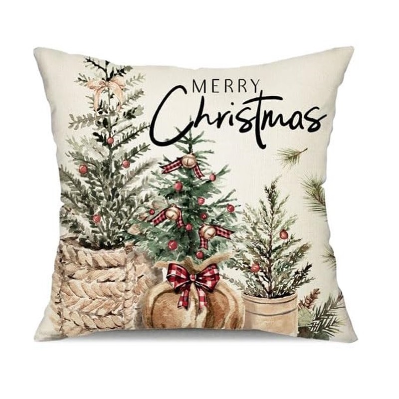 Vánoční povlak na polštář BOHO CHRISTMAS 45x45 cm, krémový