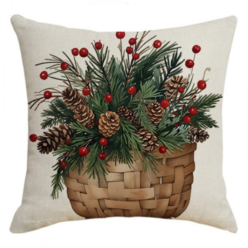 Vánoční povlak na polštář FOREST GIFT 45x45 cm, béžový