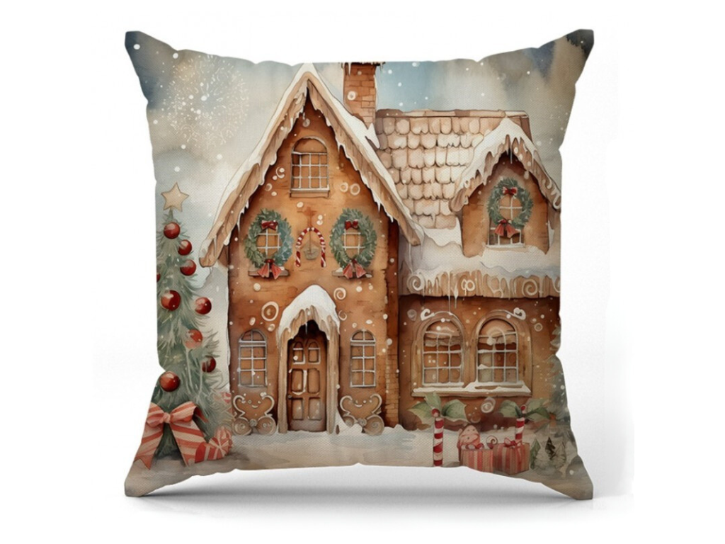 Vánoční povlak na polštář HOLIDAY HOUSE 45x45 cm, barevný