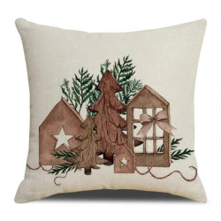Vánoční povlak na polštář WOODEN CHRISTMAS 45x45 cm, béžový