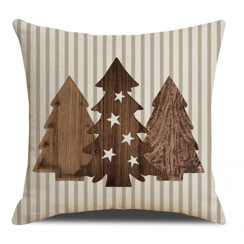 Vánoční povlak na polštář WOODEN TREES 45x45 cm, béžový