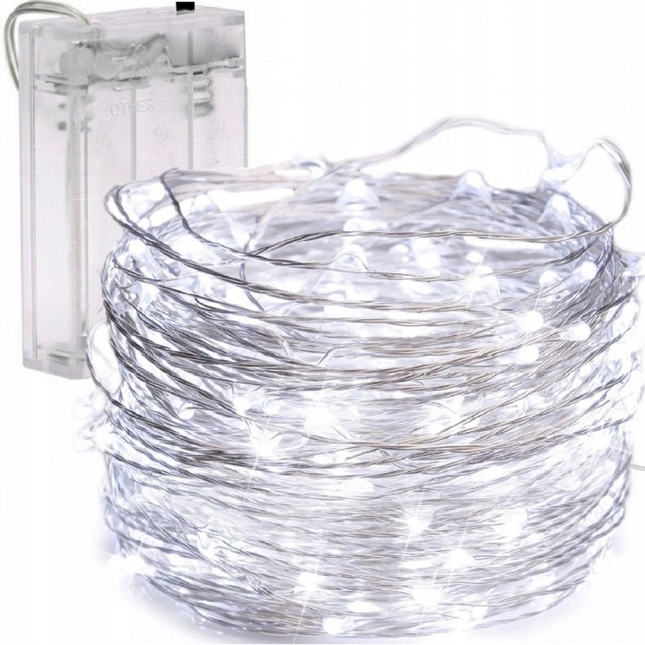 Vánoční světelný řetěz 50 LED, studená bílá