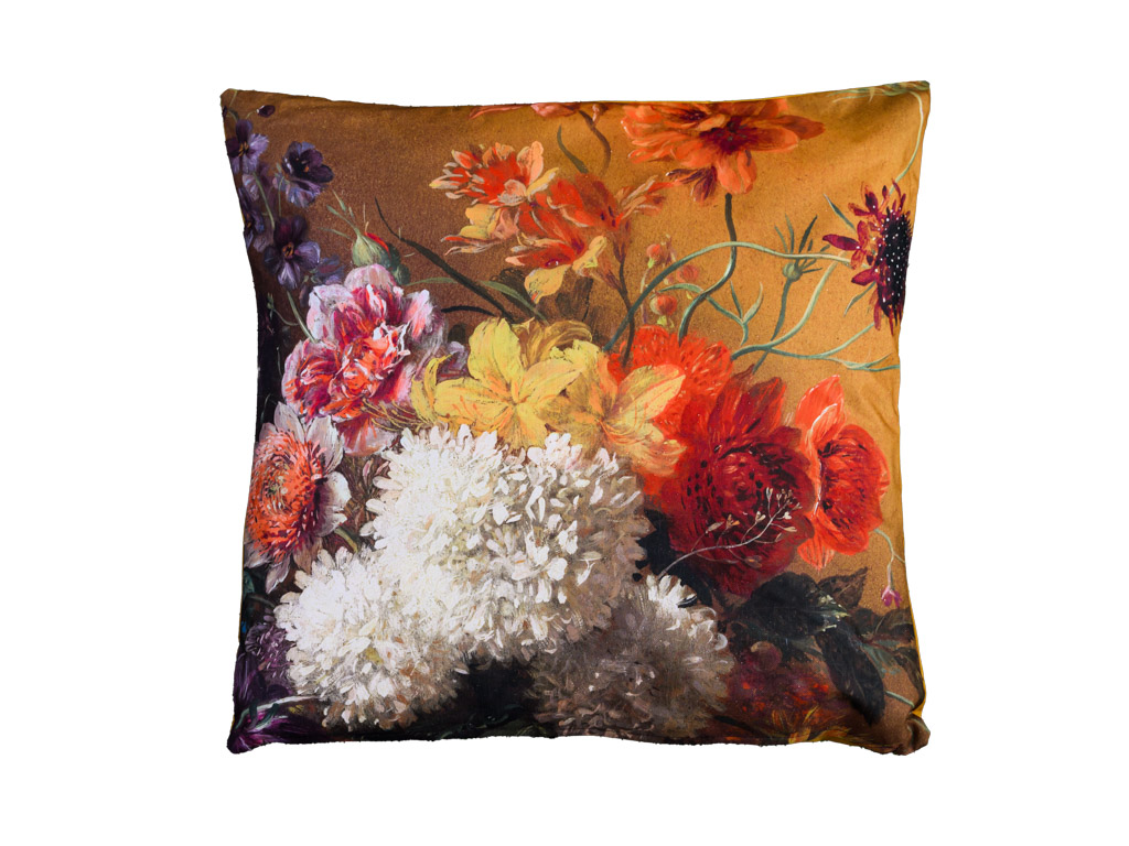 Venkovní polštář s květy ANNAS 60x60 cm, oranžový