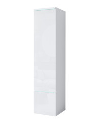 Vysoká skříňka do obývacího pokoje Vera bílý lesk (VRB00001+LED)