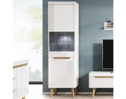 Vysoká vitrína Nordi, dub riviera/bílá lesk